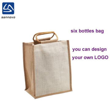 China factory wholesale 6 bottles tote jute wine bag